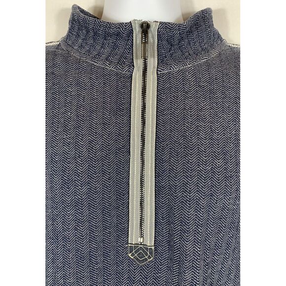 Tommy Bahama Mens XL Blue Herringbone 1/2 Zip Long Sleeve Cotton Sweater -C95 - Picture 6 of 13